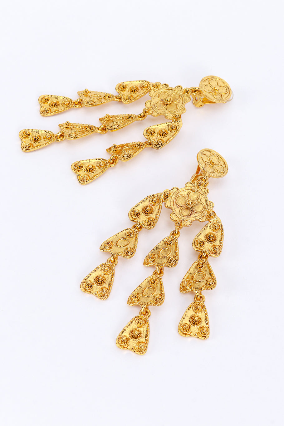 Vintage Oscar de la Renta Filigree Bell Chandelier Earrings detail @recess la