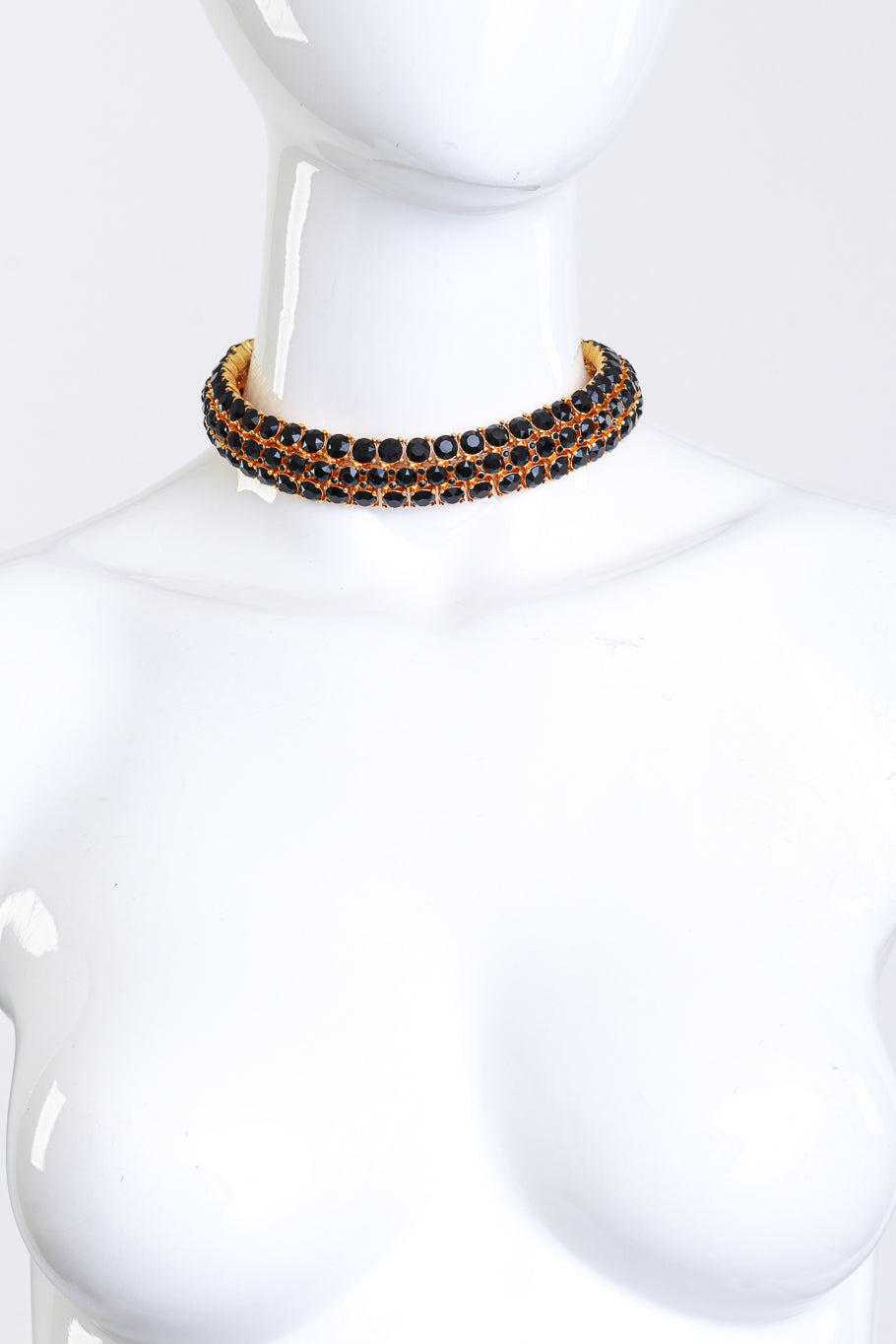 Vintage Oscar de la Renta Articulated Black Crystal Choker Collar on mannequin @recess la