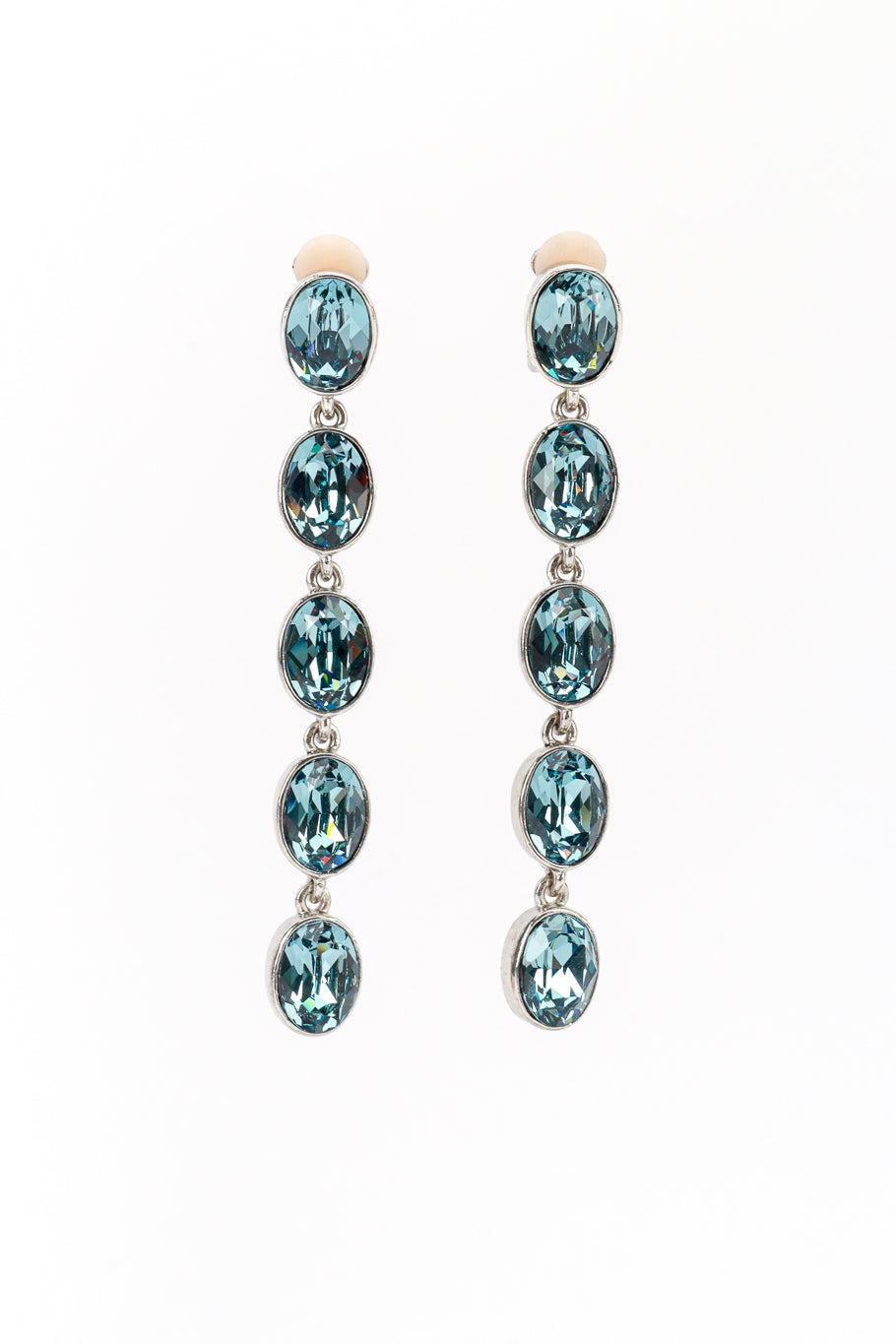 Vintage Oscar de la Renta Aquamarine Crystal Drop Earrings front @recess la