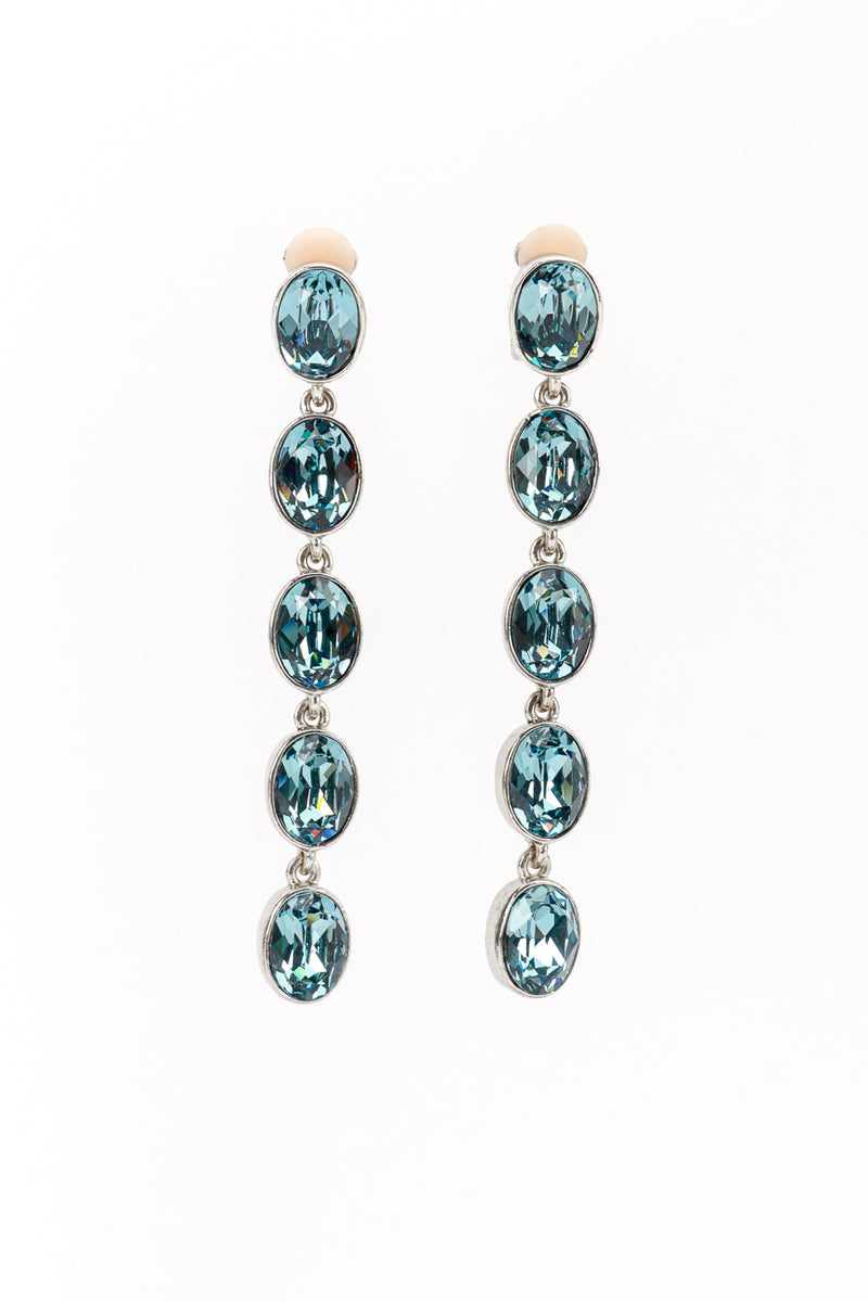 Vintage Oscar de la Renta Aquamarine Crystal Drop Earrings front @recess la