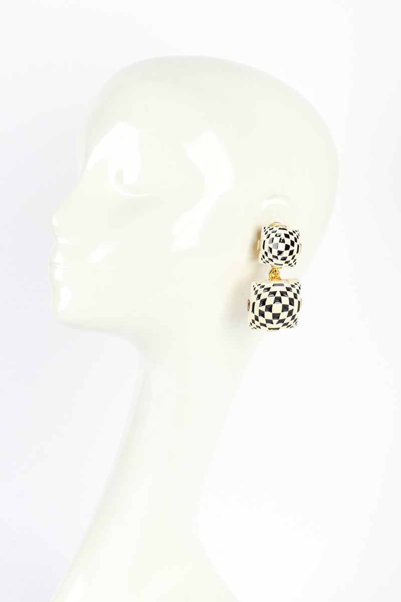 Vintage Kenneth Jay Lane Op Art Drop Earrings worn @RECESS LA