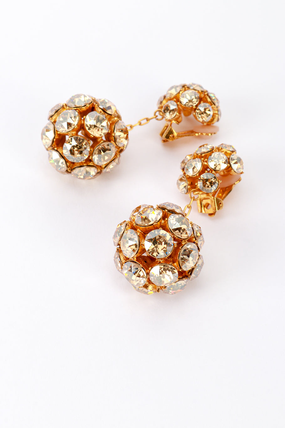 Vintage Oscar de la Renta Champagne Disco Ball Drop Earrings detail @recess la