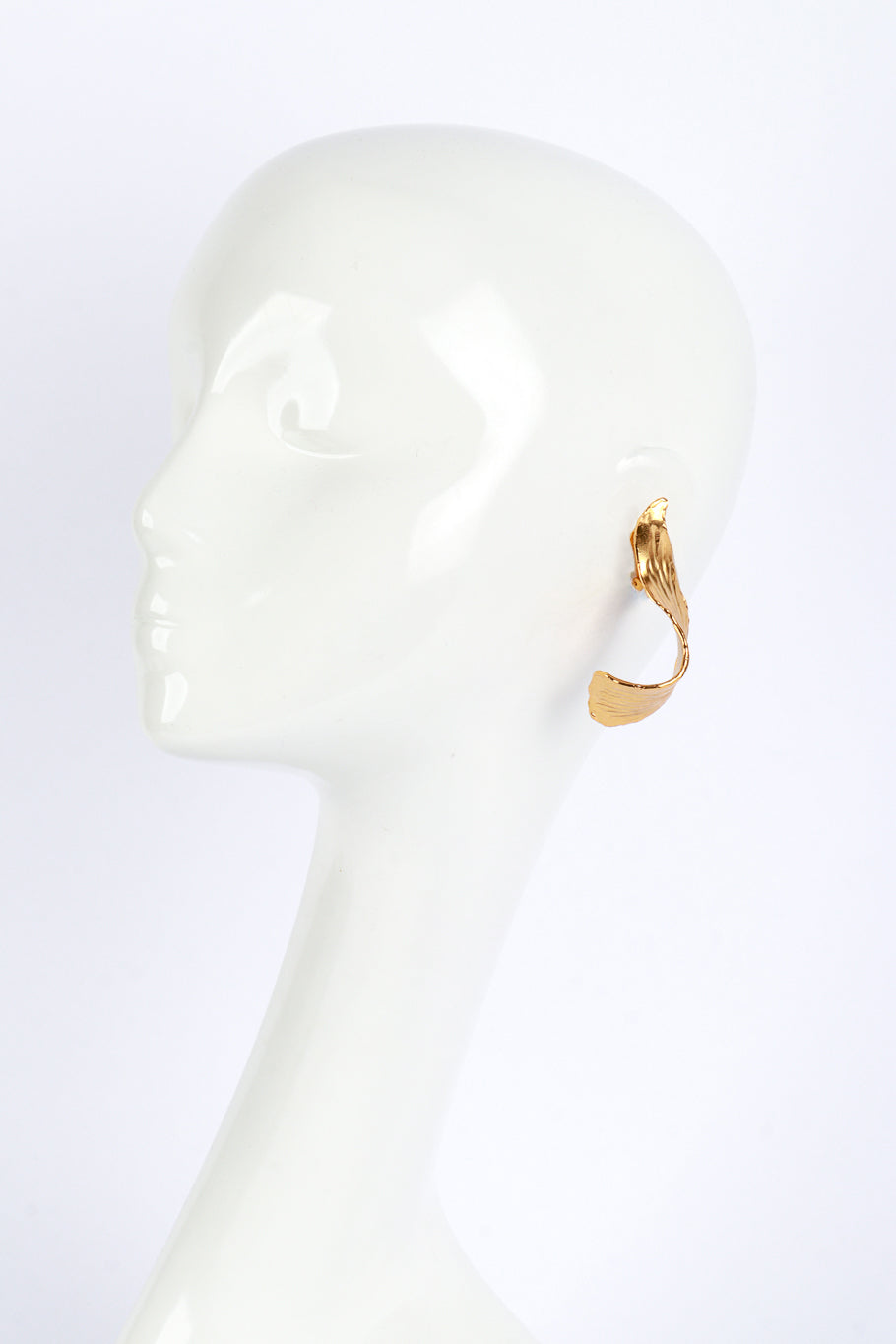 Vintage Oscar de la Renta Golden Falling Petal Earrings on mannequin @recess la