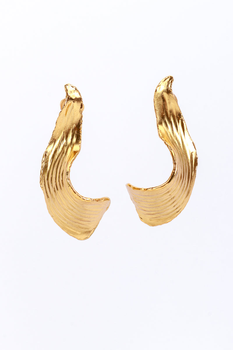 Vintage Oscar de la Renta Golden Falling Petal Earrings front @recess la