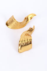 Vintage Oscar de la Renta Golden Falling Petal Earrings detail @recess la