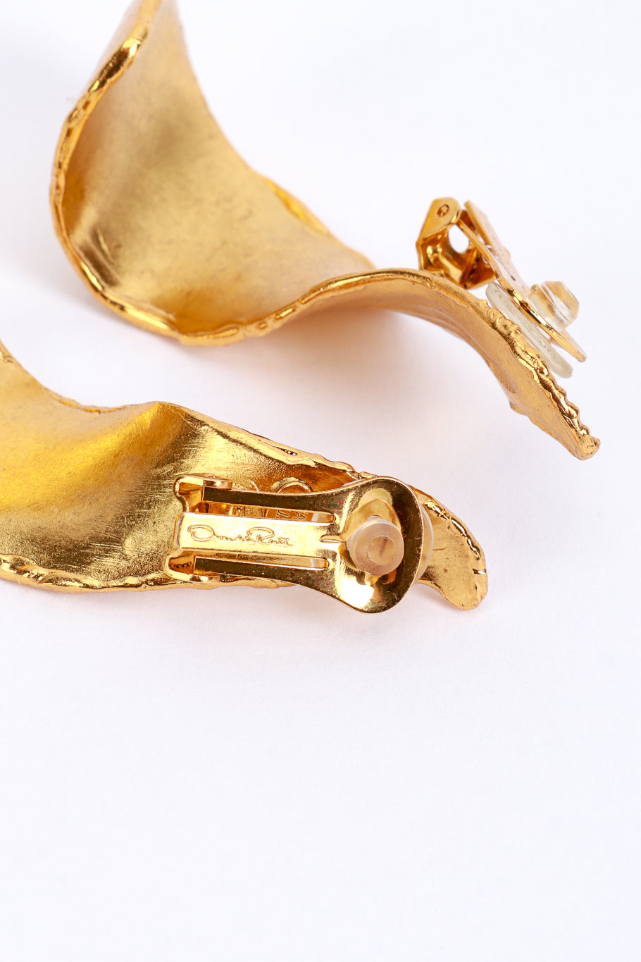 Vintage Oscar de la Renta Golden Falling Petal Earrings signature @recess la