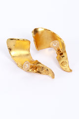 Vintage Oscar de la Renta Golden Falling Petal Earrings back clips open @recess la