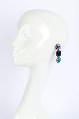 Vintage Oscar de la Renta Blues Crystal Link Drop Earrings on mannequin @recess la