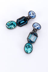 Vintage Oscar de la Renta Blues Crystal Link Drop Earrings detail @recess la