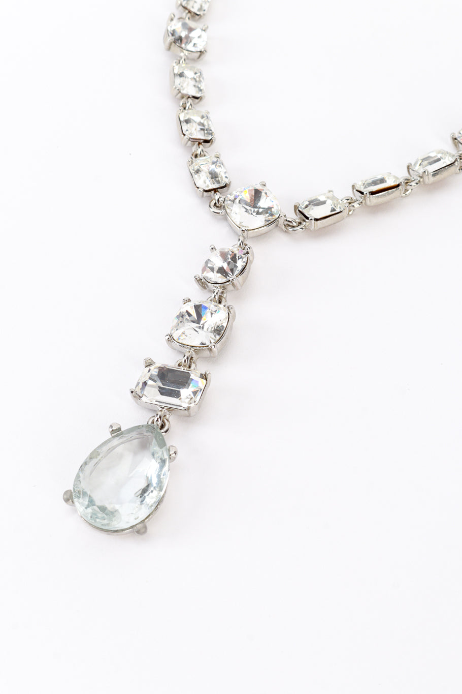 Vintage Oscar de la Renta Crystal Link Drop Pendant Necklace detail @recess la