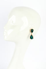 Vintage Oscar de la Renta Emerald Gem Drop Earrings on mannequin @recess la