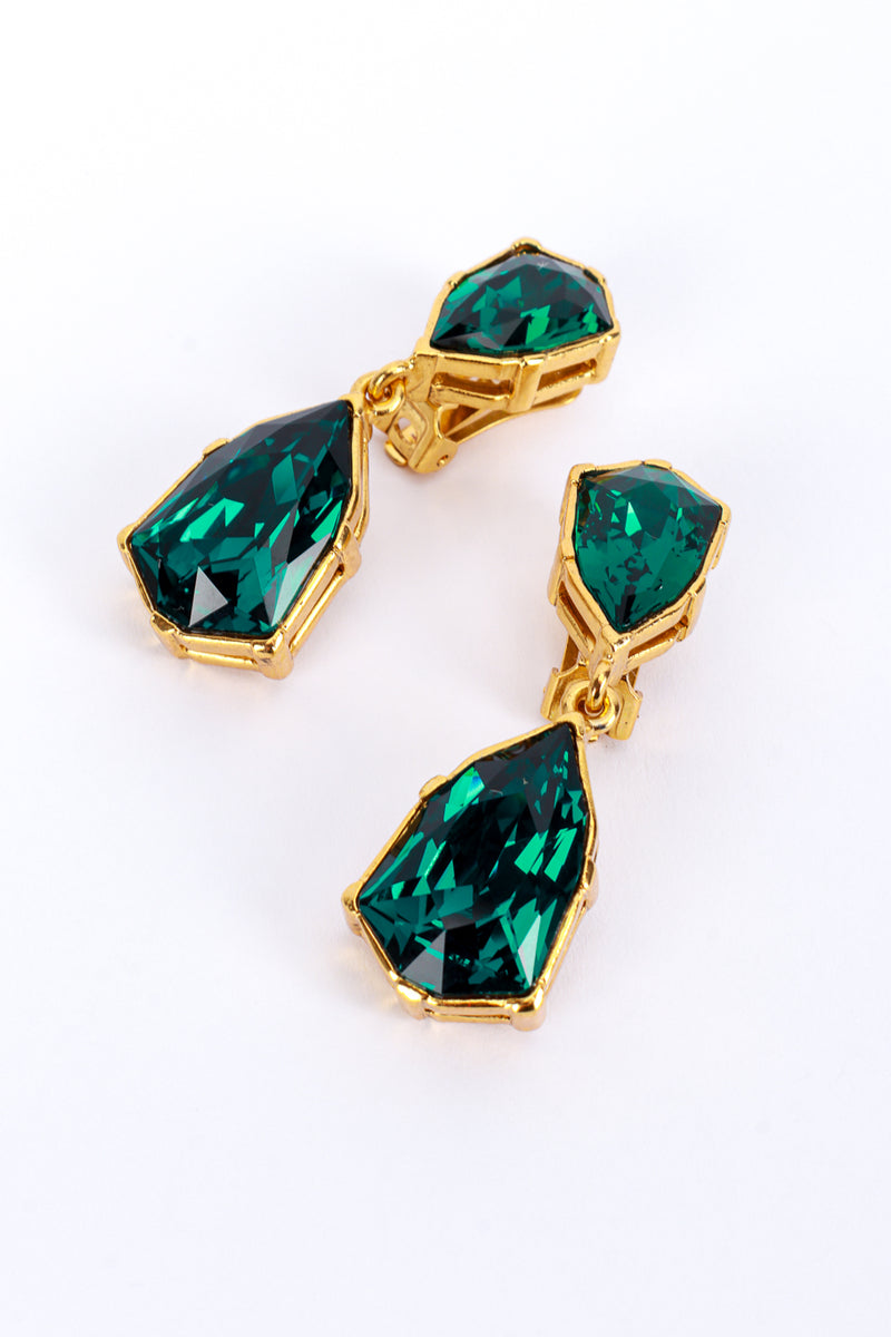 Vintage Oscar de la Renta Emerald Gem Drop Earrings detail @recess la