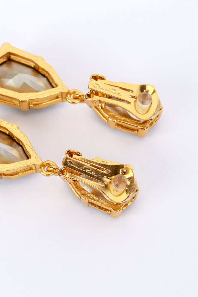 Vintage Oscar de la Renta Emerald Gem Drop Earrings signature @recess la