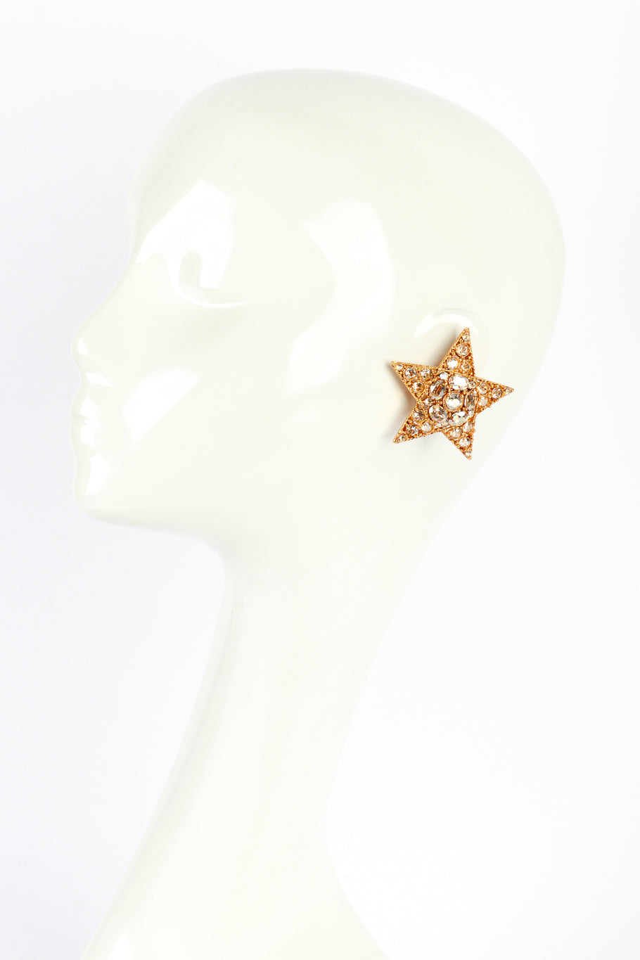 Vintage Oscar de la Renta Golden Shining Star Earrings on mannequin @recess la