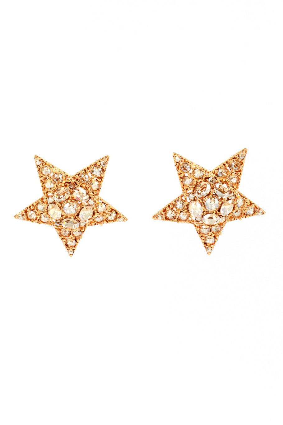 Vintage Oscar de la Renta Golden Shining Star Earrings front @recess la