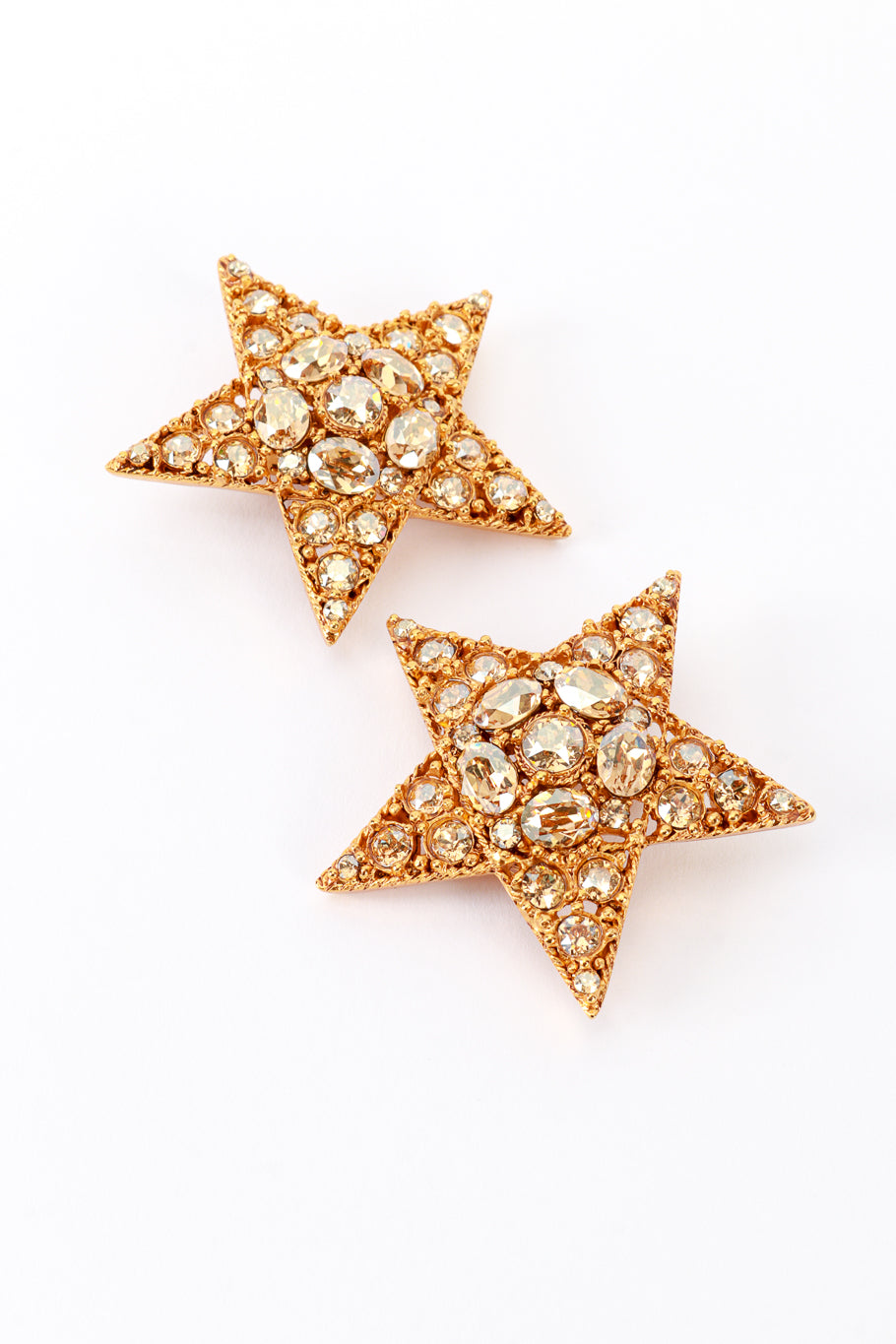 Vintage Oscar de la Renta Golden Shining Star Earrings detail @recess la