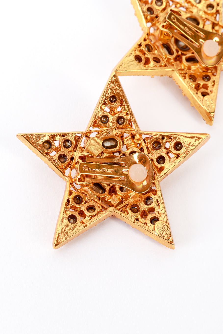 Vintage Oscar de la Renta Golden Shining Star Earrings signature @recess la