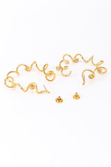 Vintage Oscar de la Renta Gold Rhinestone Coil Hoop Earring back posts @recess la