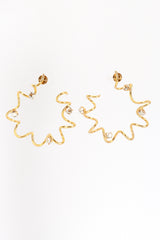 Vintage Oscar de la Renta Gold Rhinestone Coil Hoop Earring front @recess la