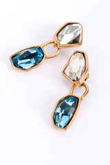 Vintage Oscar de la Renta Aqua Color Block Geo Gem Drop Earrings detail @recess la