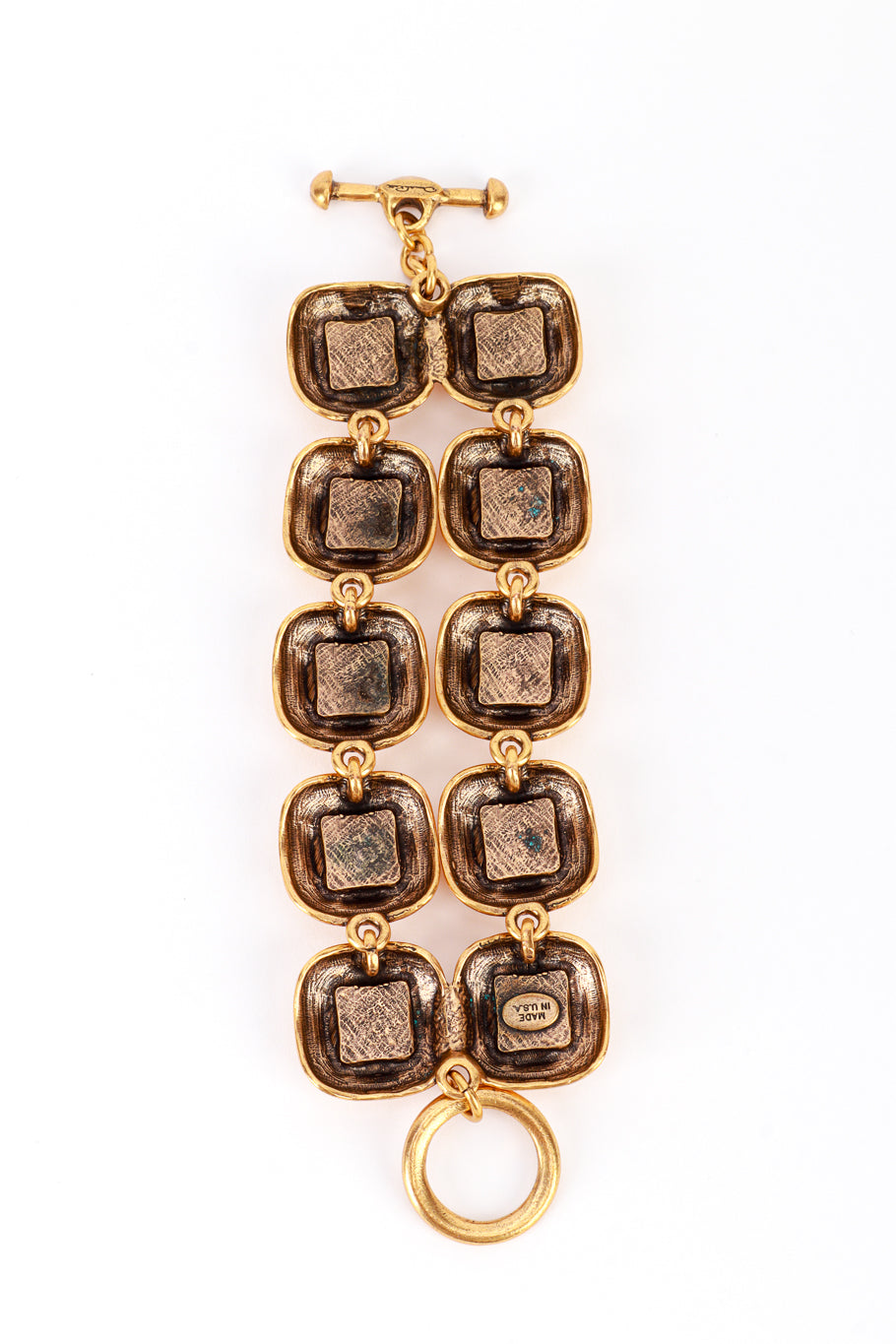 Vintage Oscar de la Renta Cabochon Disk Link Bracelet back @recess la