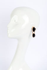 Vintage Oscar de la Renta Black Geo Gem Drop Earrings on mannequin @recess la