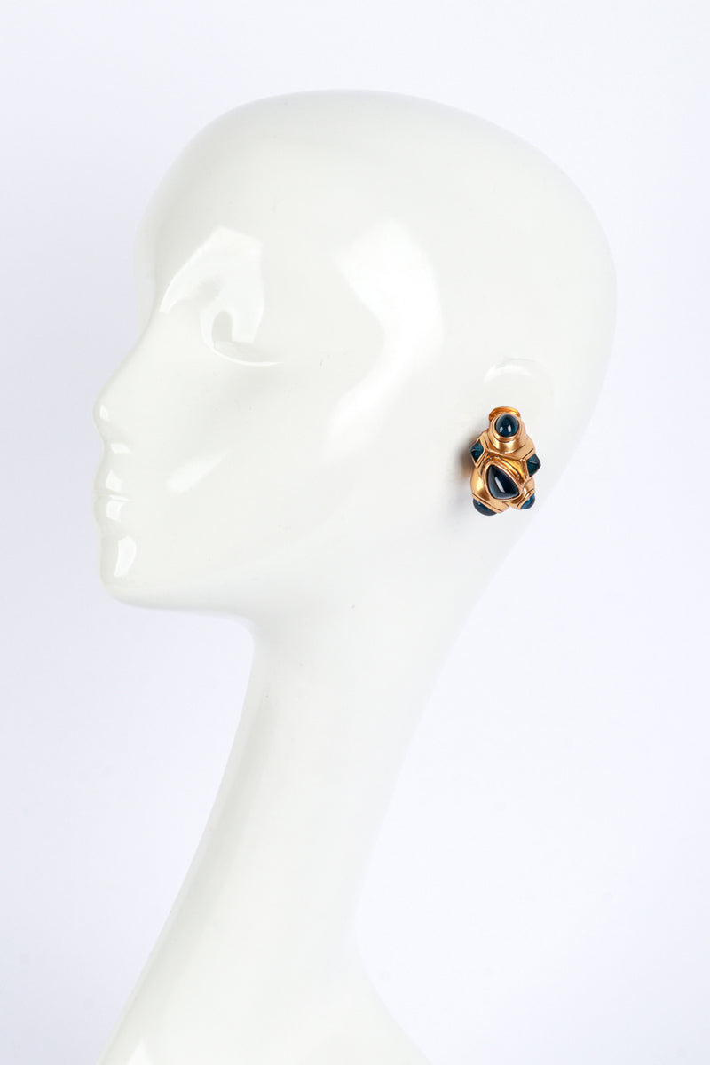 Vintage Oscar de la Renta Geo Cabochon Button Earrings on mannequin @recess la