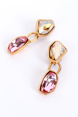 Vintage Oscar de la Renta Pink Color Block Geo Gem Drop Earrings detail @recess la