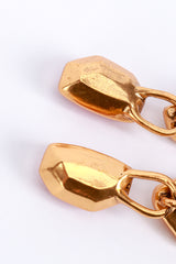 Vintage Oscar de la Renta Pink Color Block Geo Gem Drop Earrings wear closeup @recess la