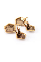 Vintage Oscar de la Renta Golden Sands Geo Drop Earrings back clips open @recess la