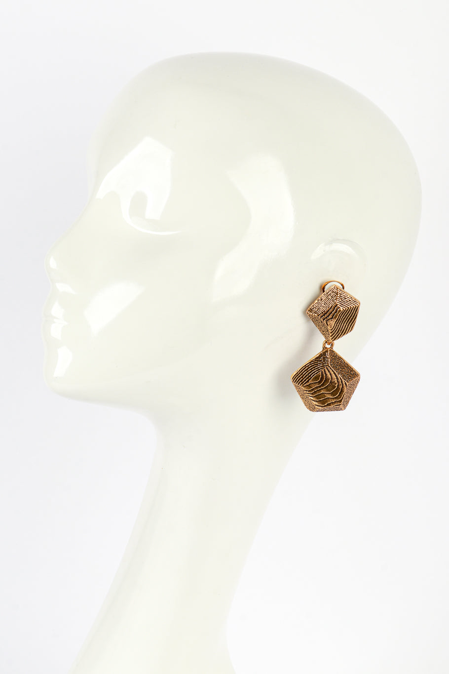 Vintage Oscar de la Renta Golden Sands Geo Drop Earrings on mannequin @recess la