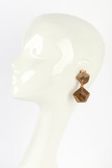 Vintage Oscar de la Renta Golden Sands Geo Drop Earrings on mannequin @recess la