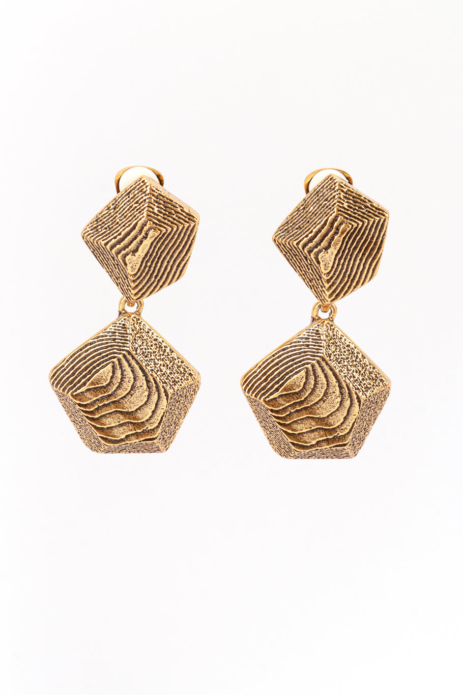 Vintage Oscar de la Renta Golden Sands Geo Drop Earrings front @recess la