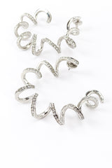 Vintage Oscar de la Renta Silver Rhinestone Coil Hoop Earrings detail @recess la