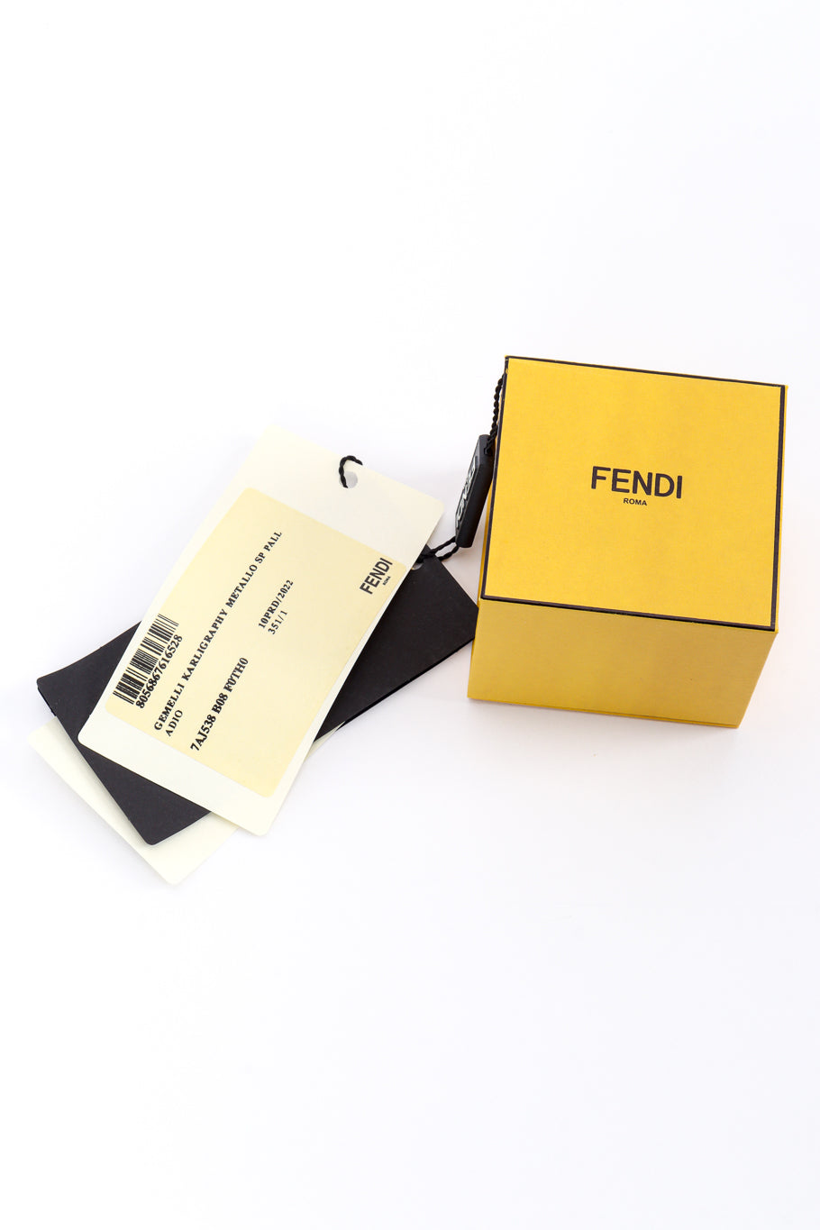 Fendi Karligraphy Logo Cufflinks box and tags @recessla