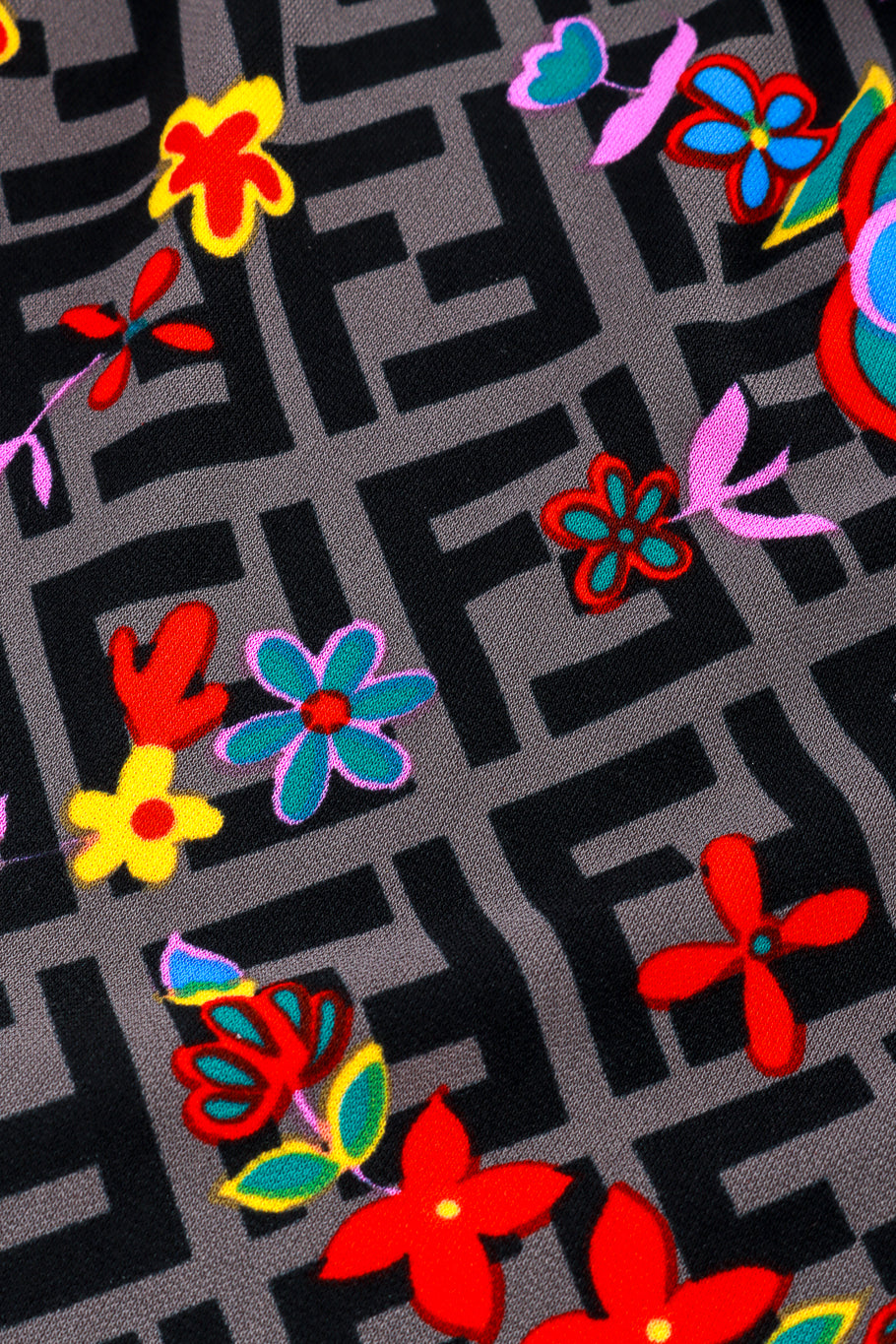 Vintage Fendi Floral Zucca Pant fabric closeup @recess la