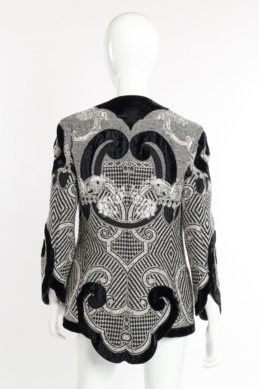 Vintage Gianfranco Ferre Woven Jacquard and Velvet Jacket back on mannequin @recessla