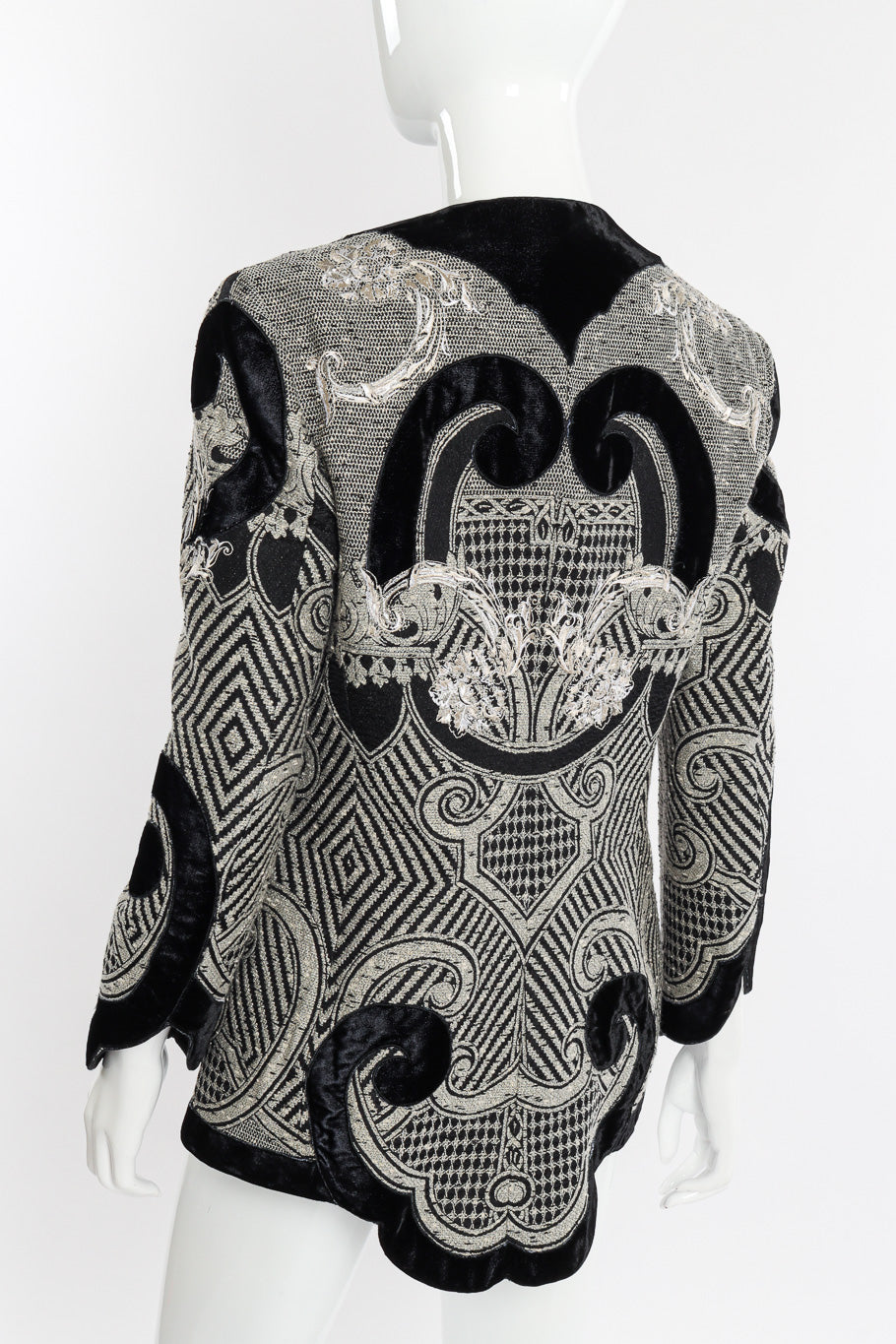 Vintage Gianfranco Ferre Woven Jacquard and Velvet Jacket back on mannequin @recessla