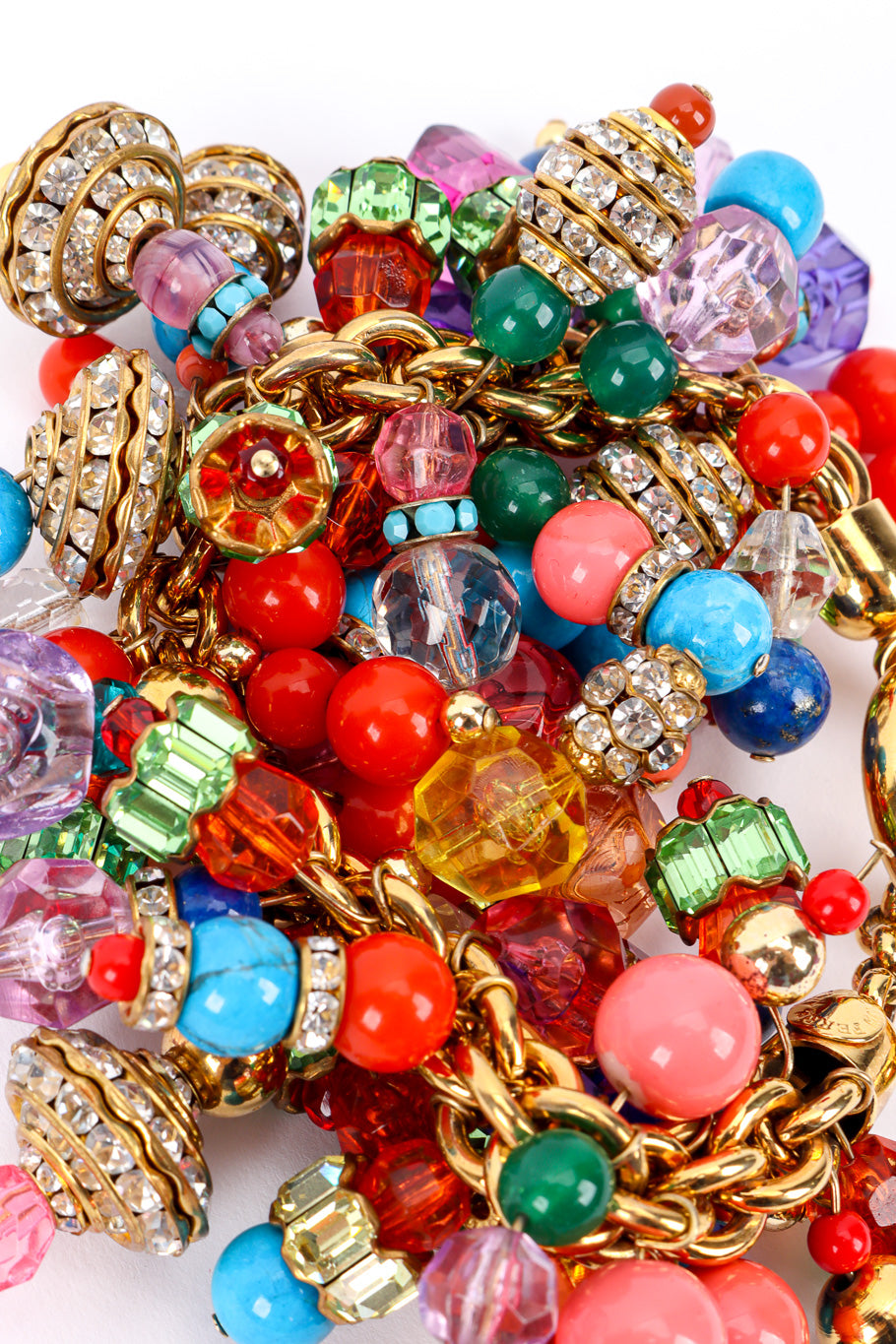 Vintage Gianfranco Ferre Chunky Beaded Charm Bracelet bead closeup @recessla