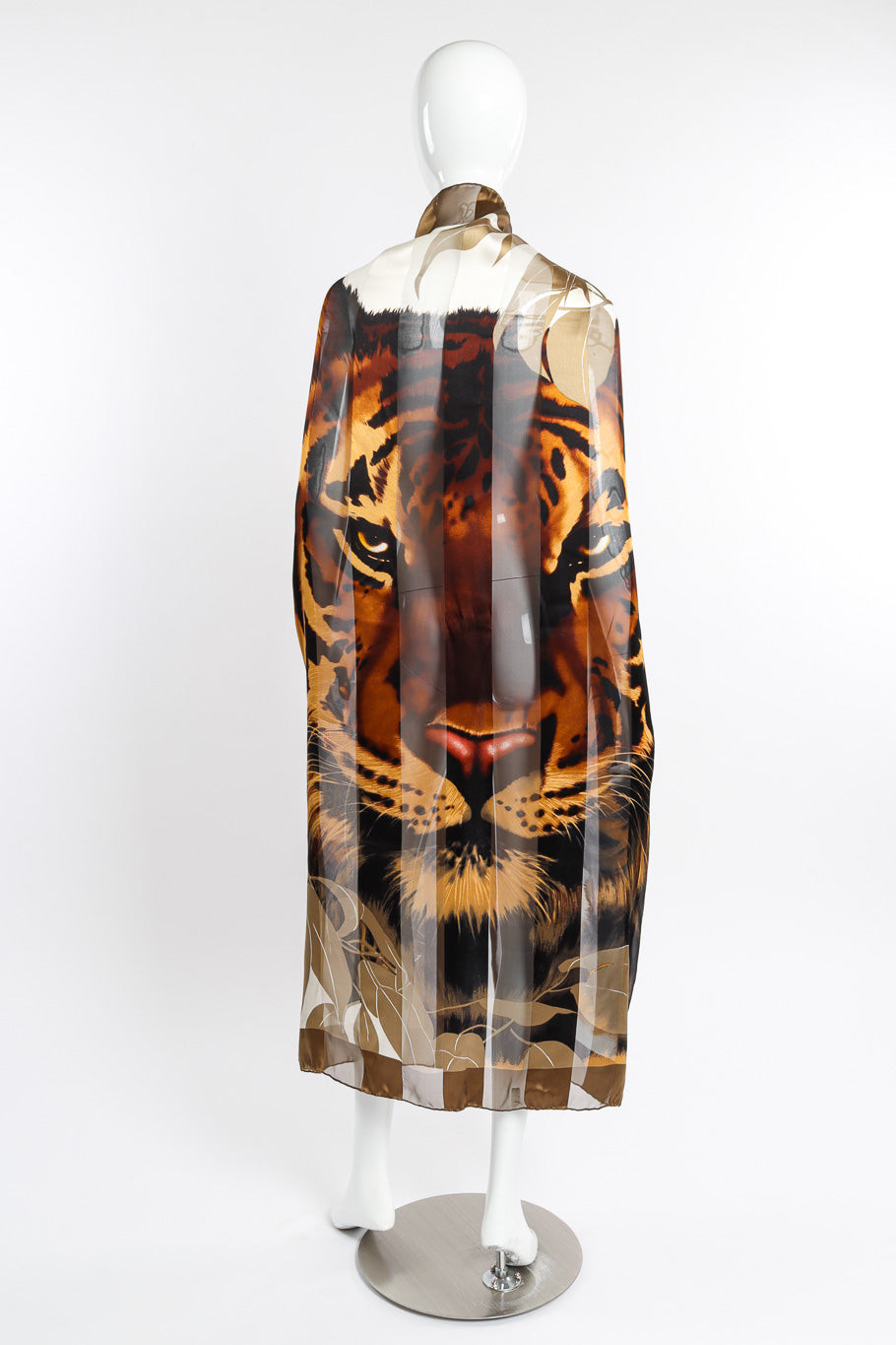 Vintage Gianfranco Ferre Silk Stripe Tiger Scarf on mannequin @recessla