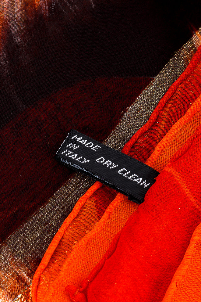 Vintage Gianfranco Ferre Silk Lamé Tiger Scarf origin tag closeup @recessla