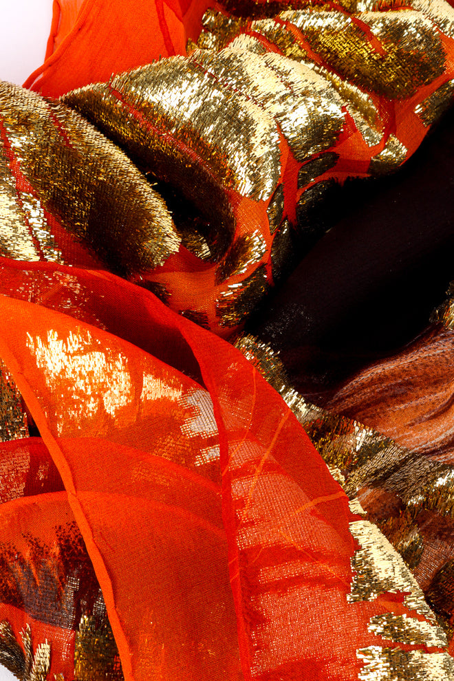 Vintage Gianfranco Ferre Silk Lamé Tiger Scarf fabric closeup @recessla
