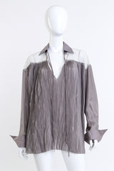 Vintage Gianfranco Ferre Pleated Mesh Tent Top front on mannequin @recess la