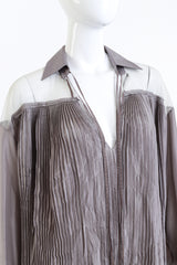 Vintage Gianfranco Ferre Pleated Mesh Tent Top front on mannequin closeup @recess la