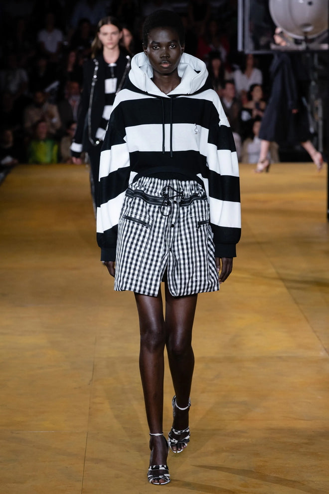 Burberry 2020 S/S Gingham Ruffle Rain Coat print on runway as skirt