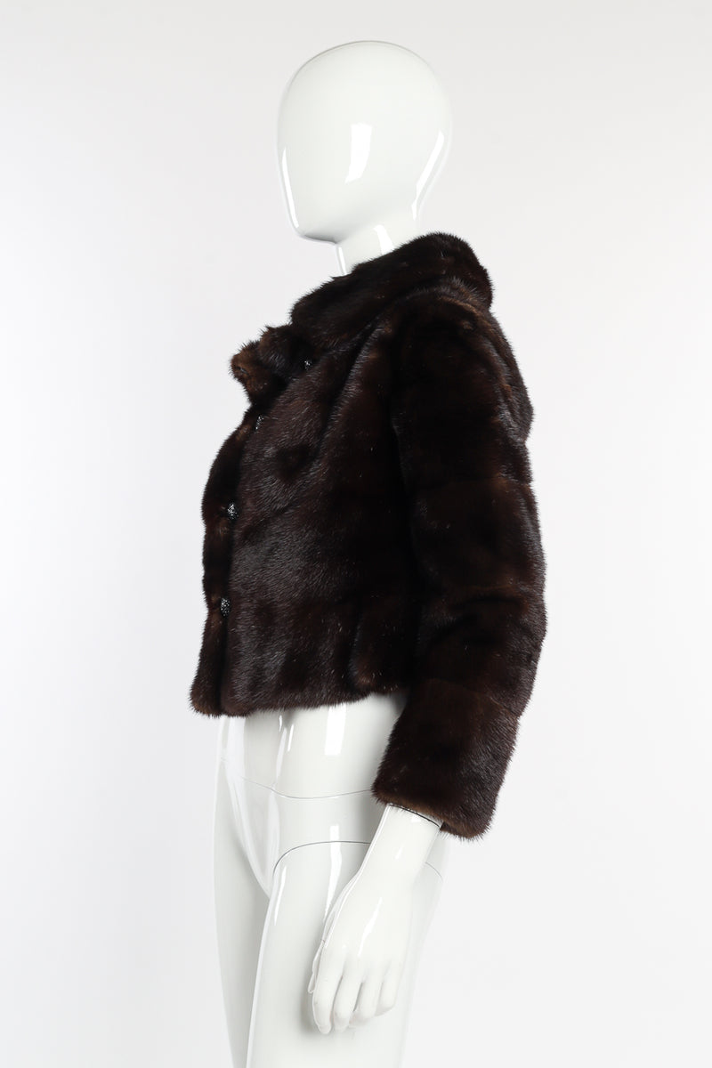 Vintage Cropped Fur Jacket side on mannequin @recessla