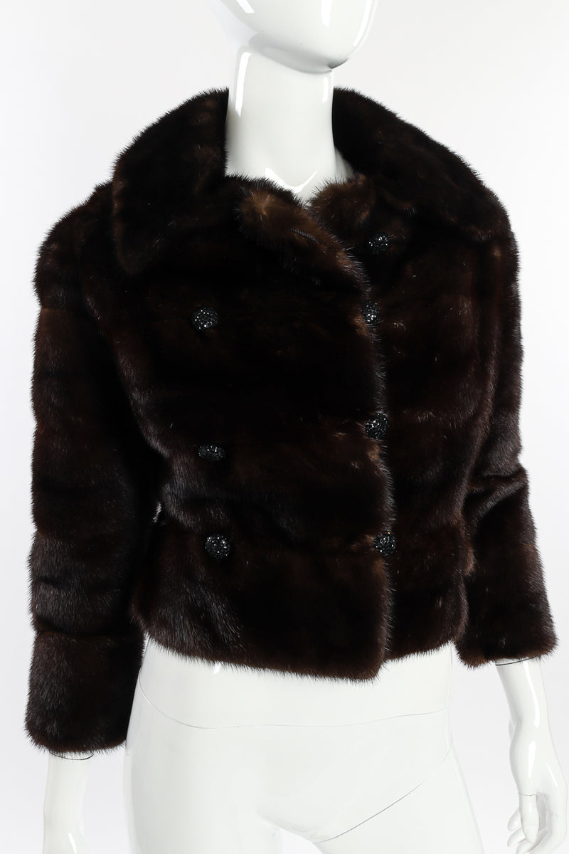 Vintage Cropped Fur Jacket front on mannequin closeup @recessla