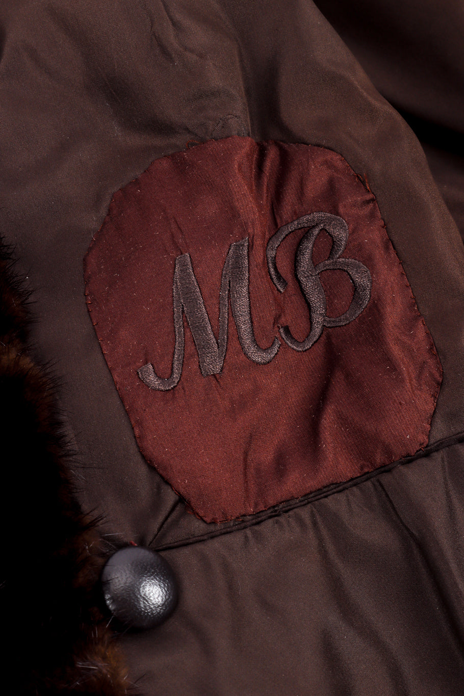 Vintage Cropped Fur Jacket initials closeup @recessla