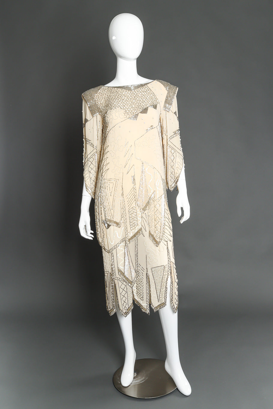 Embellished silk dress by Fabrice on mannequin front full @recessla