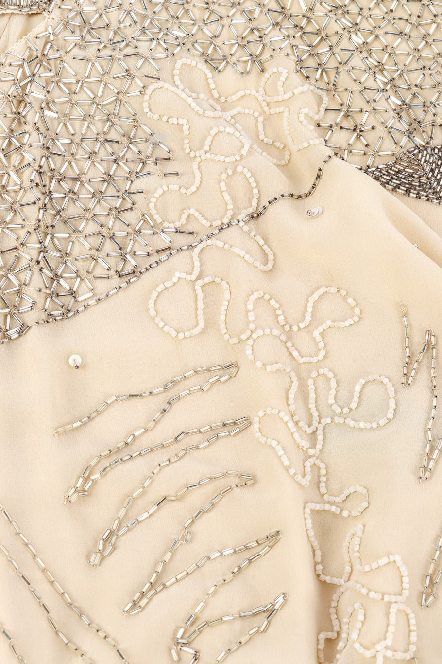 Embellished silk dress by Fabrice flat lay beading close @recessla